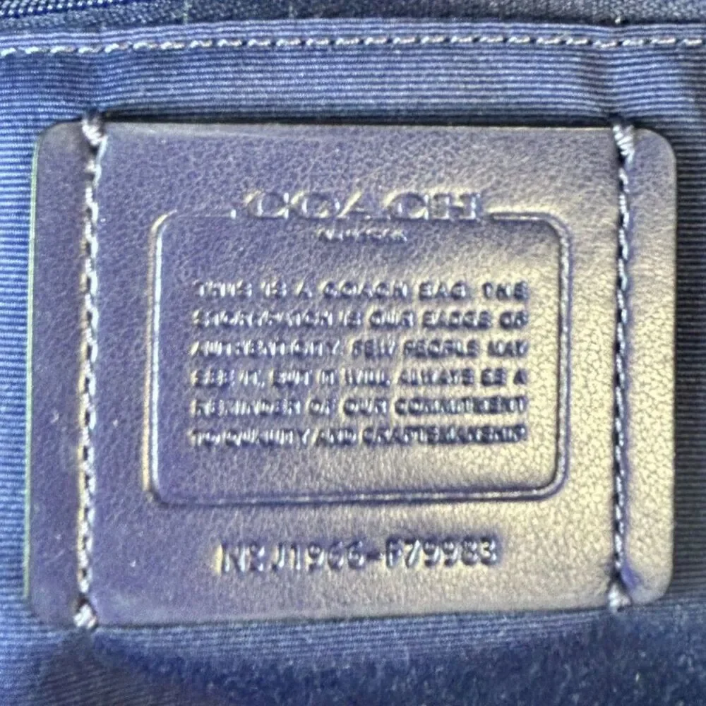 Coach NWT #679983 Navy Blue Iridescent Pebble Leather Large Town Tote